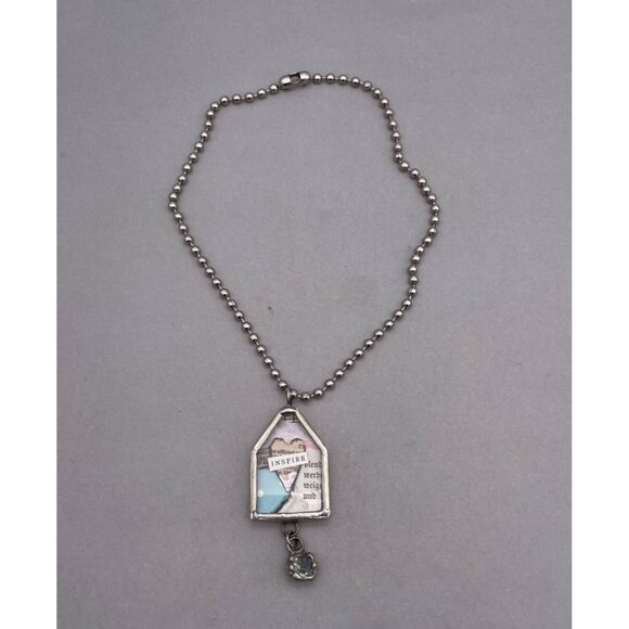 Hand Crafted Vintage Sheet Inspire Pendant Ball Beaded Chain Necklace 18 Inches - Picture 2 of 9